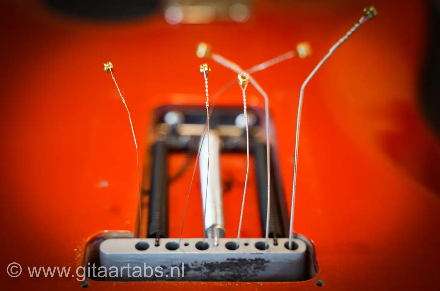Snaren verwijderen uit tremolo systeem